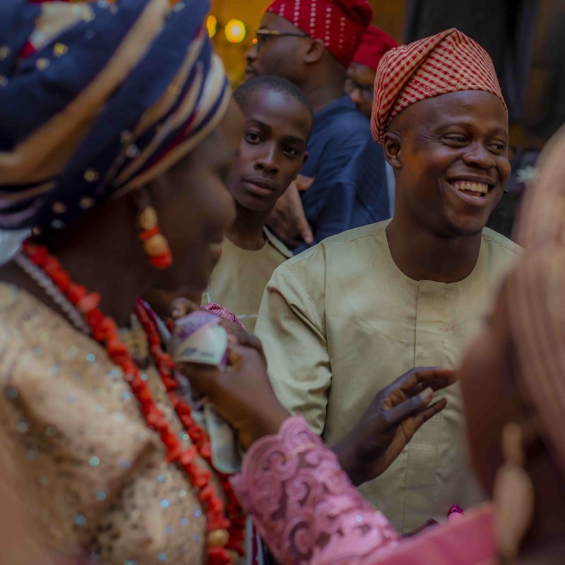 Yoruba wedding moment under canopy