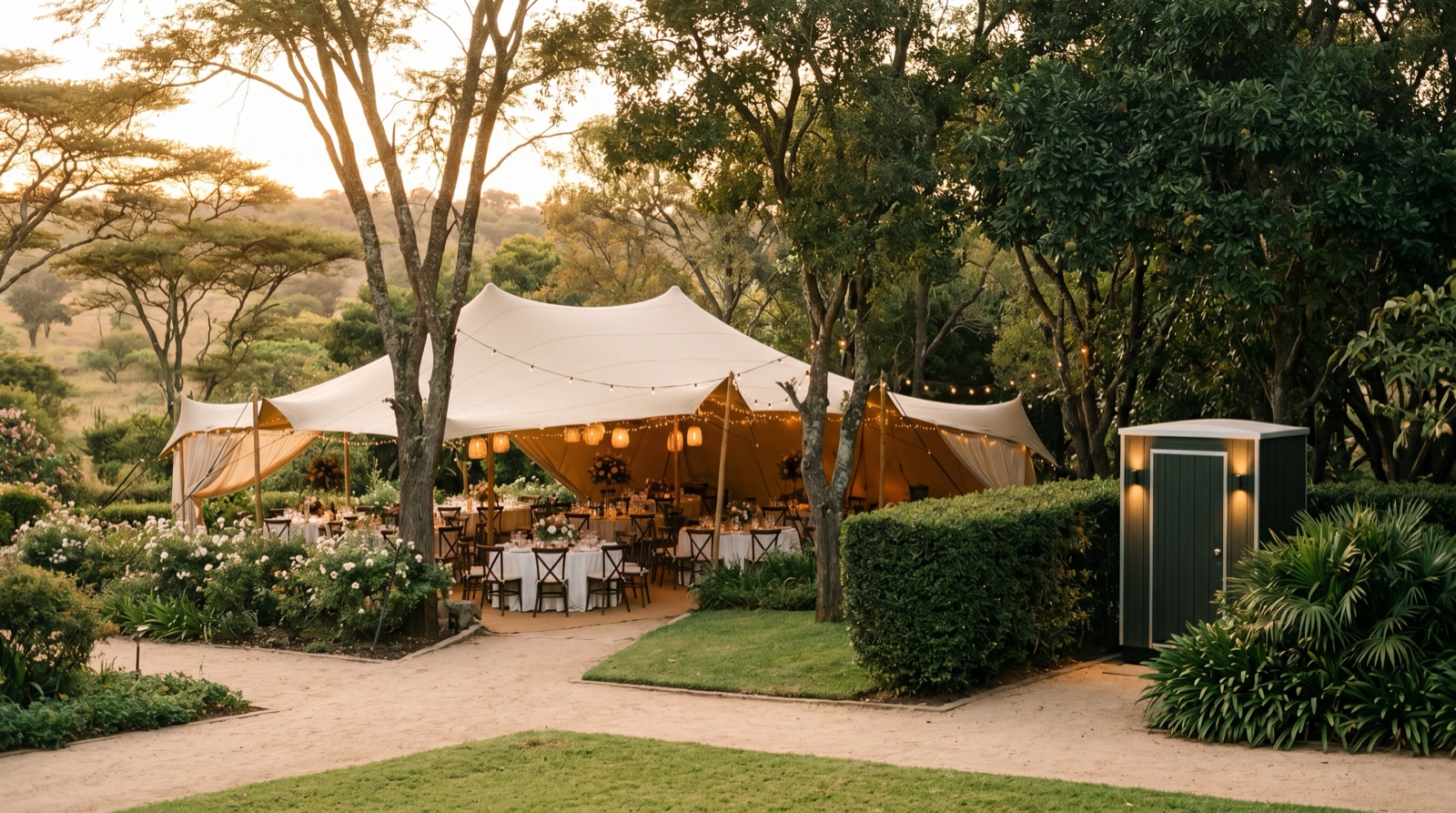 Amenities setup, garden venue