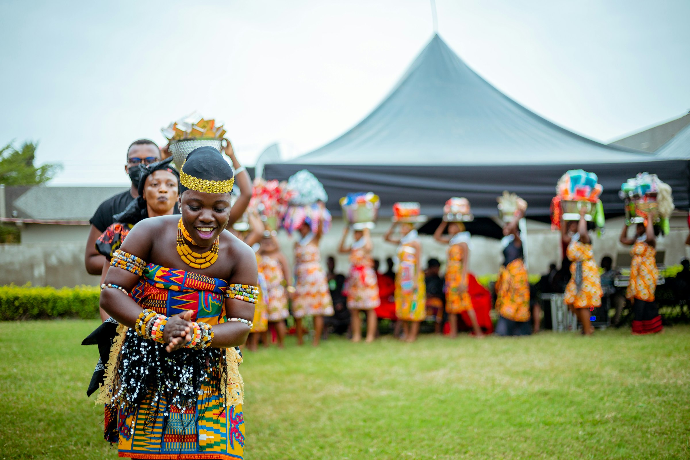 Traditional African ceremony attendees