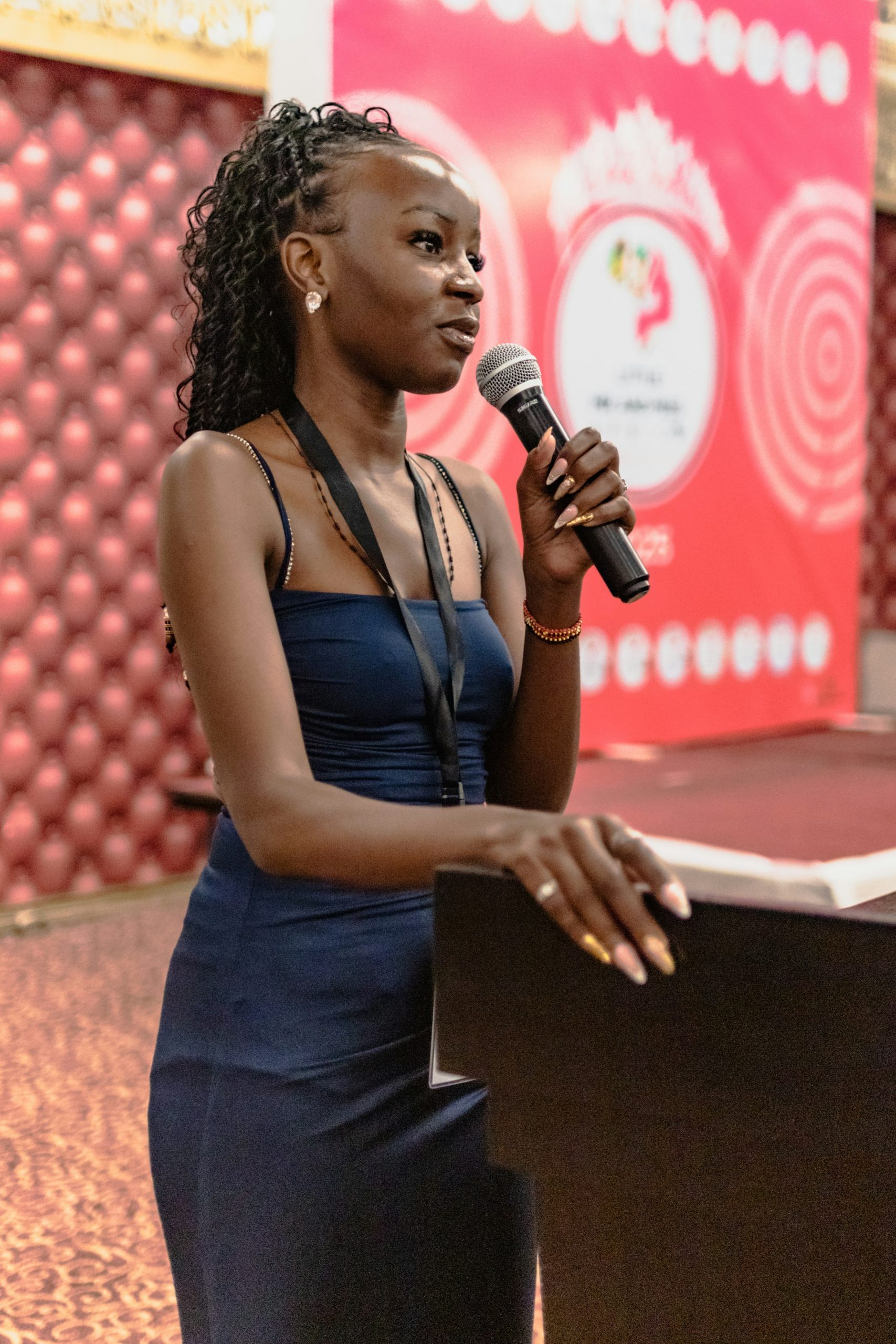 Speaker addressing a corporate audience