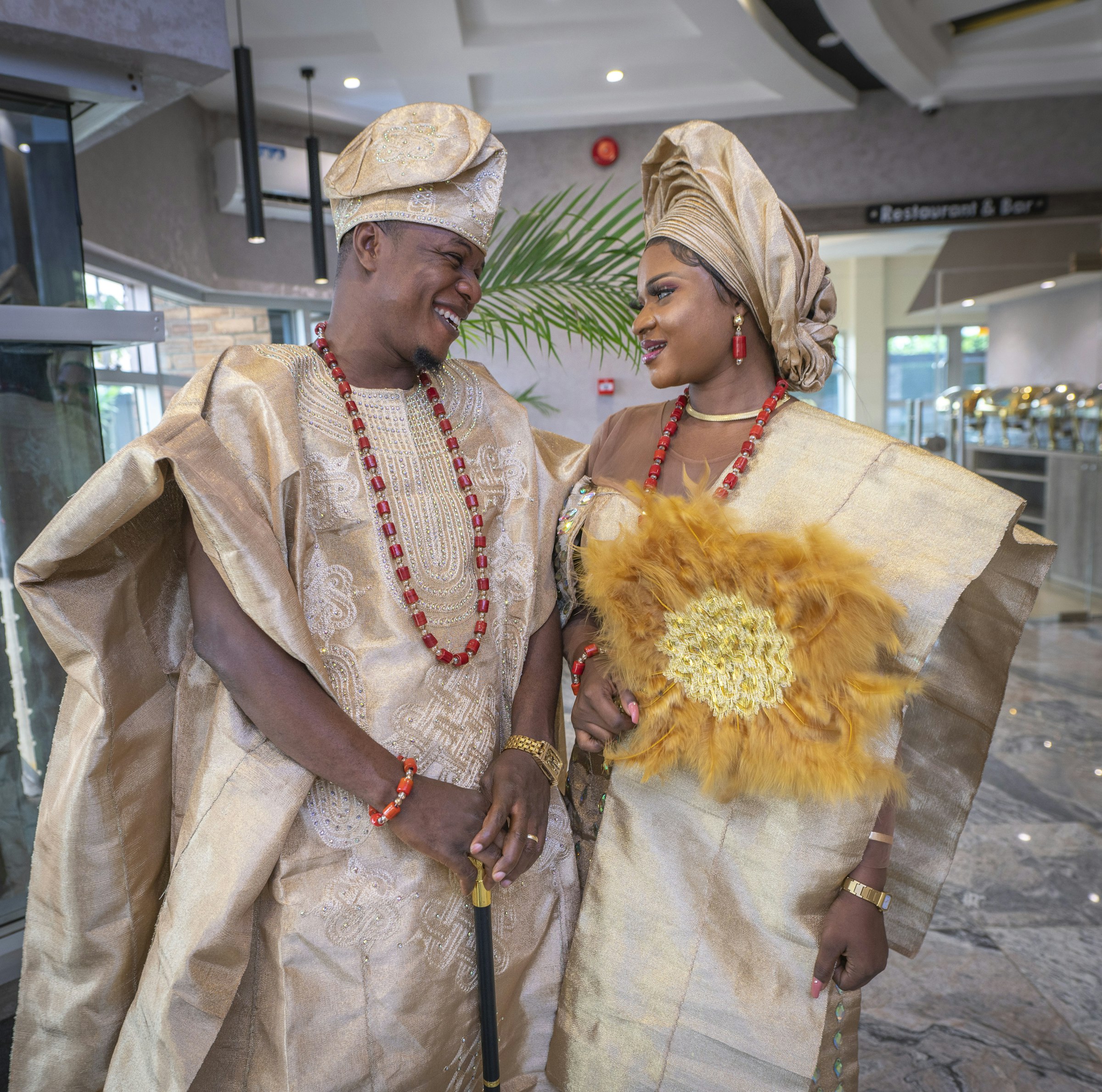 Couple in traditional African wedding dress